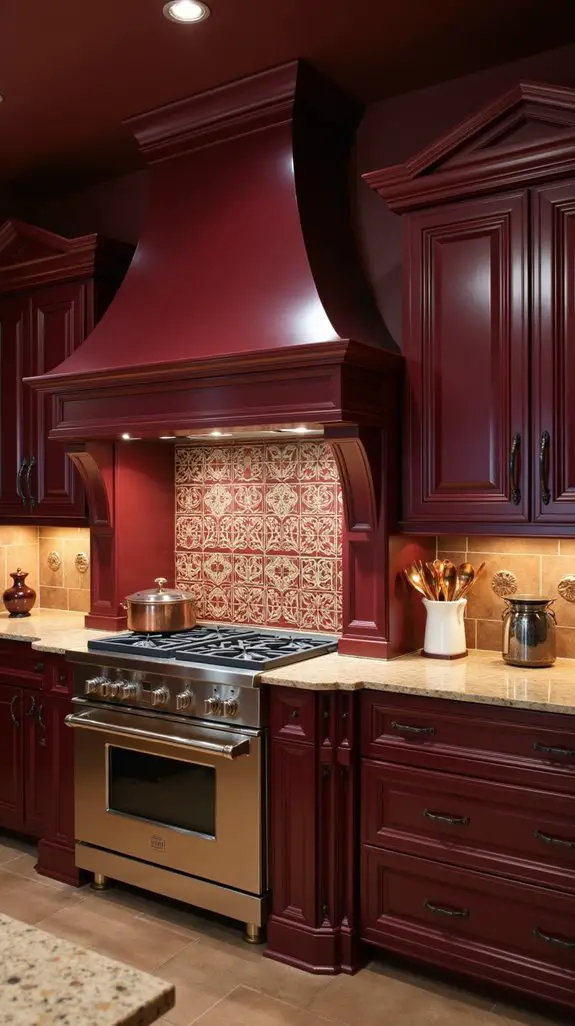 burgundy kitchen backsplash elegance