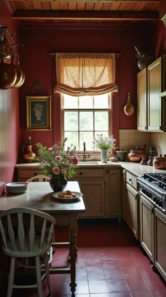 burgundy vintage kitchen aesthetic