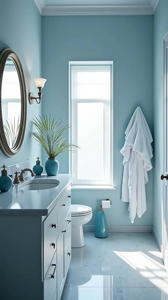 calming pale blue bathroom