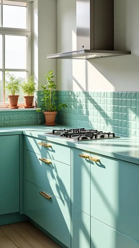 chic aqua kitchen countertops