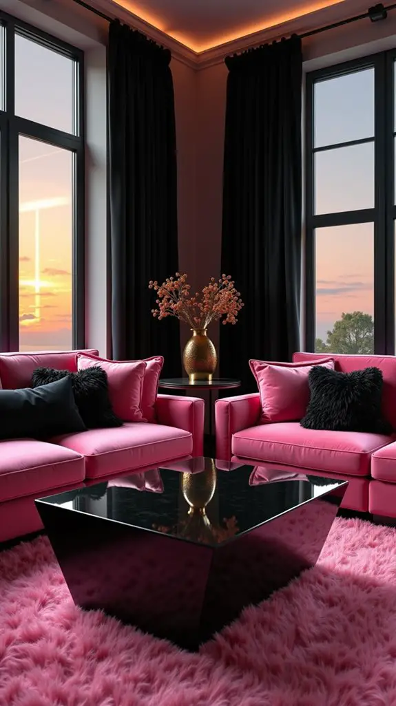 chic pink and black furniture