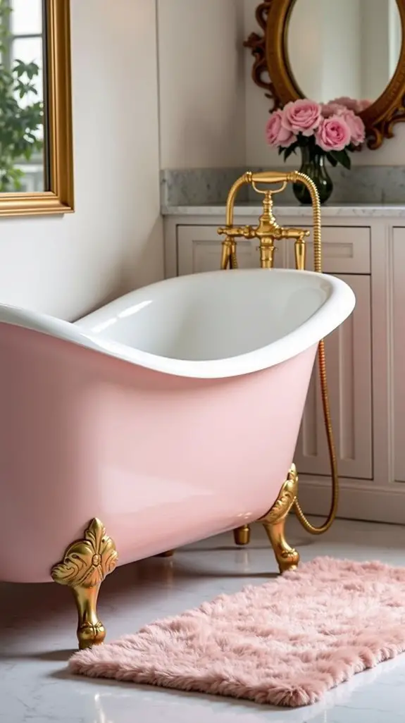 chic pink bathtubs gold accents