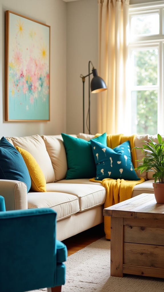 colorful living room accents