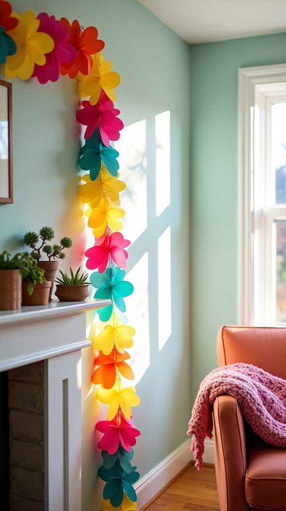 colorful paper garland creation
