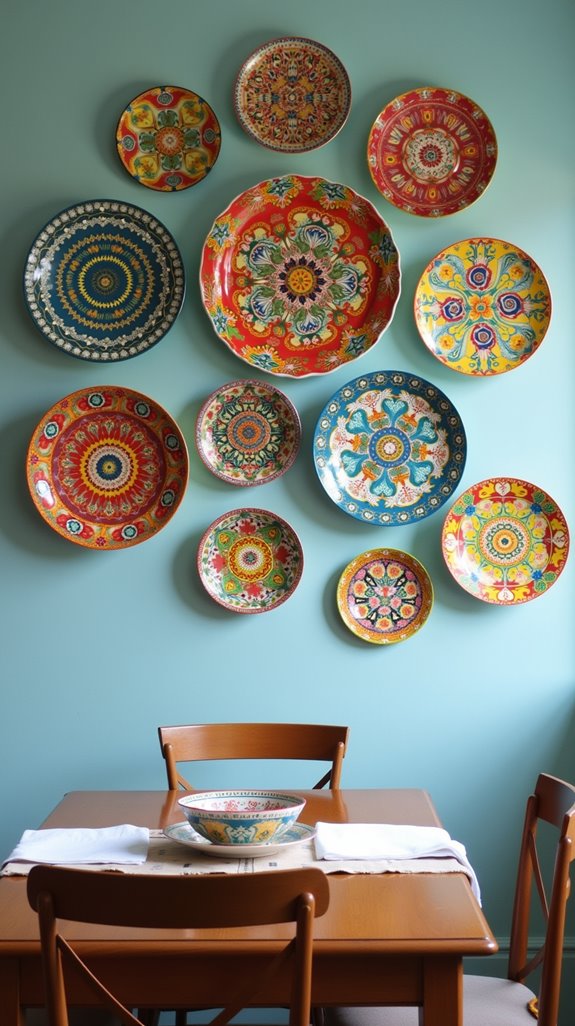 colorful plate wall gallery