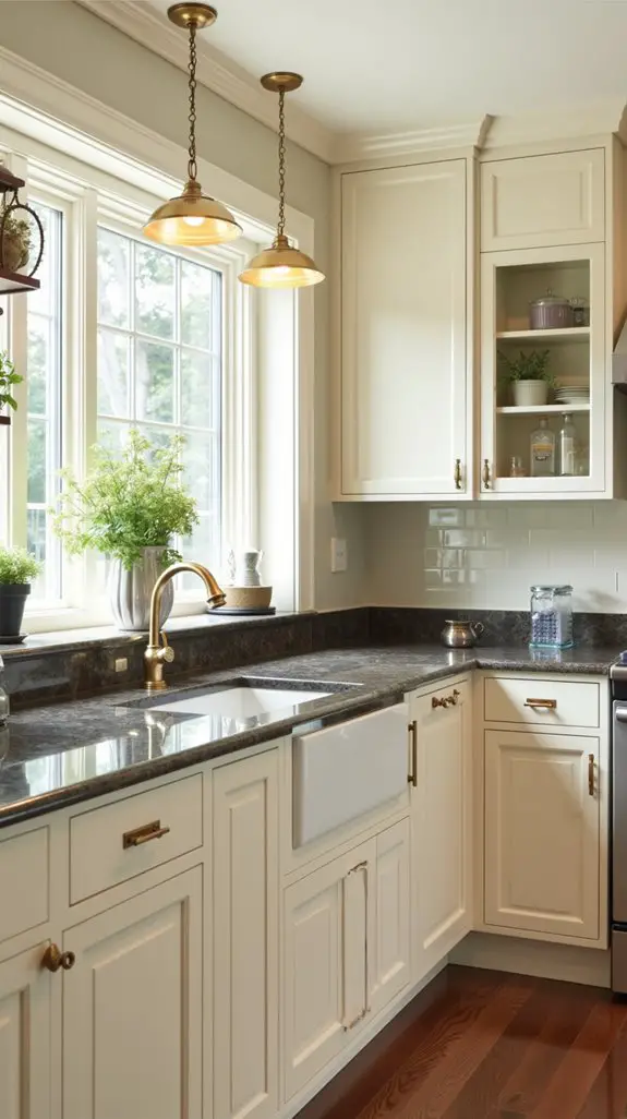 contrasting dark kitchen countertops