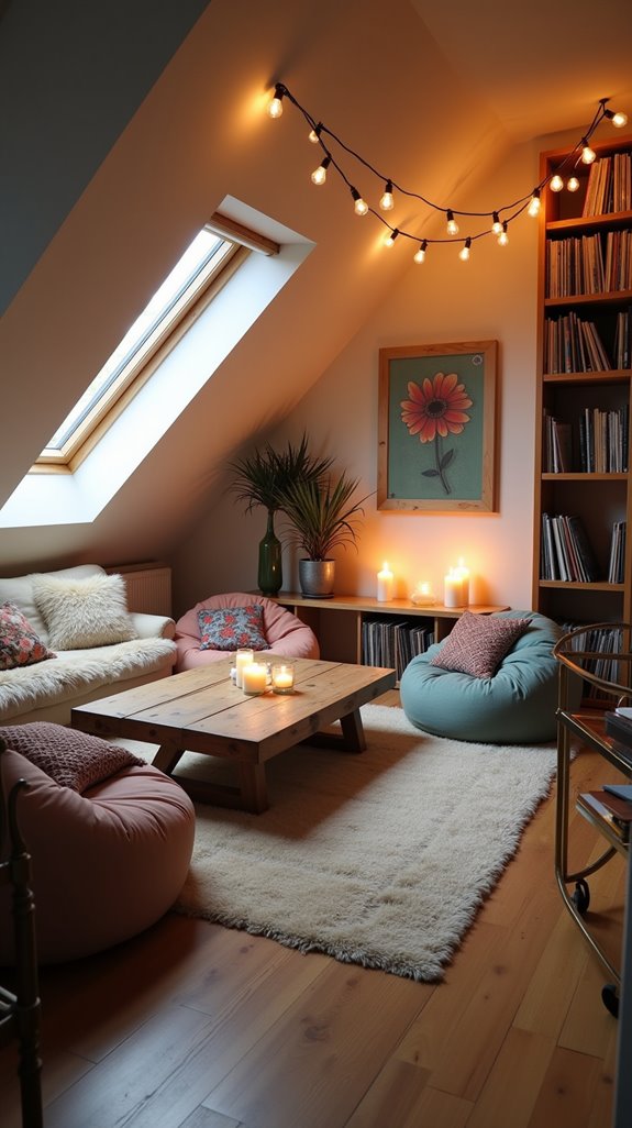 cozy attic entertainment lounge