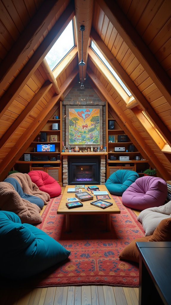 cozy attic game room