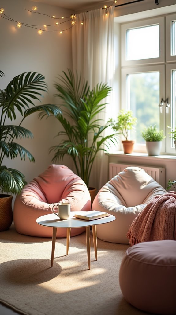 cozy corner with poufs