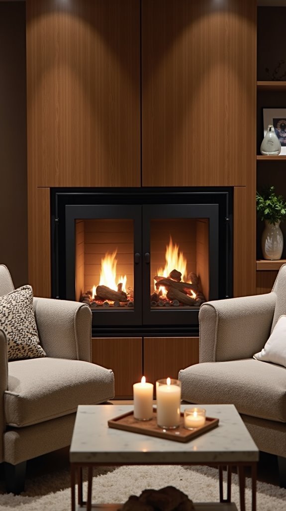 cozy dual sided fireplace elegance