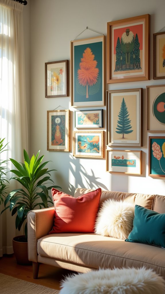 cozy eclectic gallery wall
