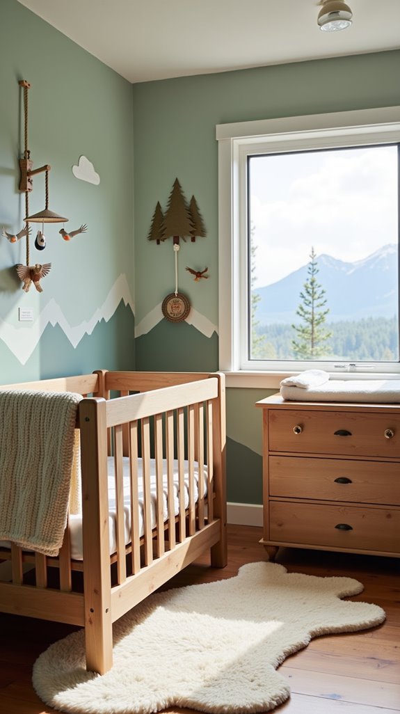 cozy mountain themed nursery decor