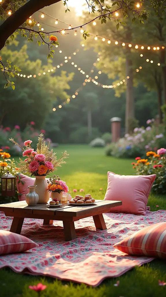 cozy picnic style gathering setup