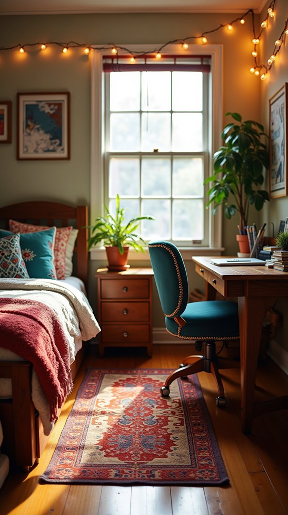 cozy rug enhances dorm atmosphere