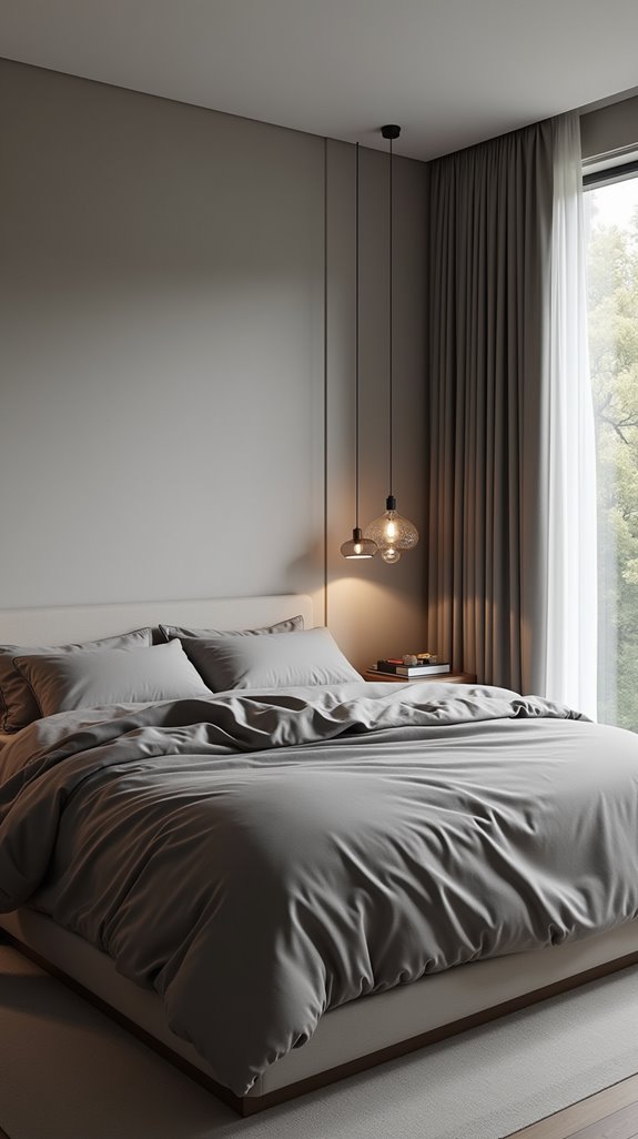 crisp grey minimalist bedroom