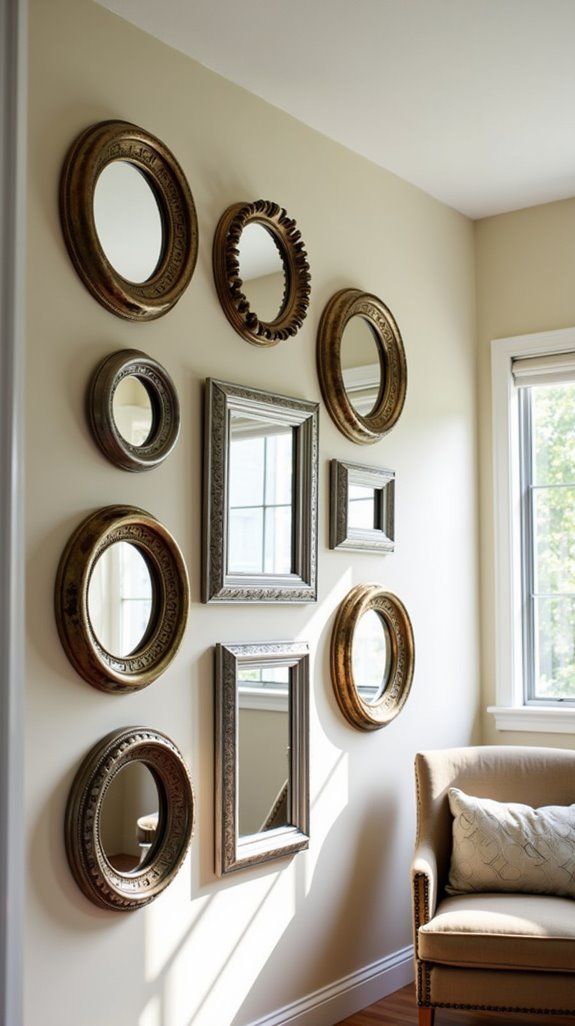 eclectic gallery wall mirrors