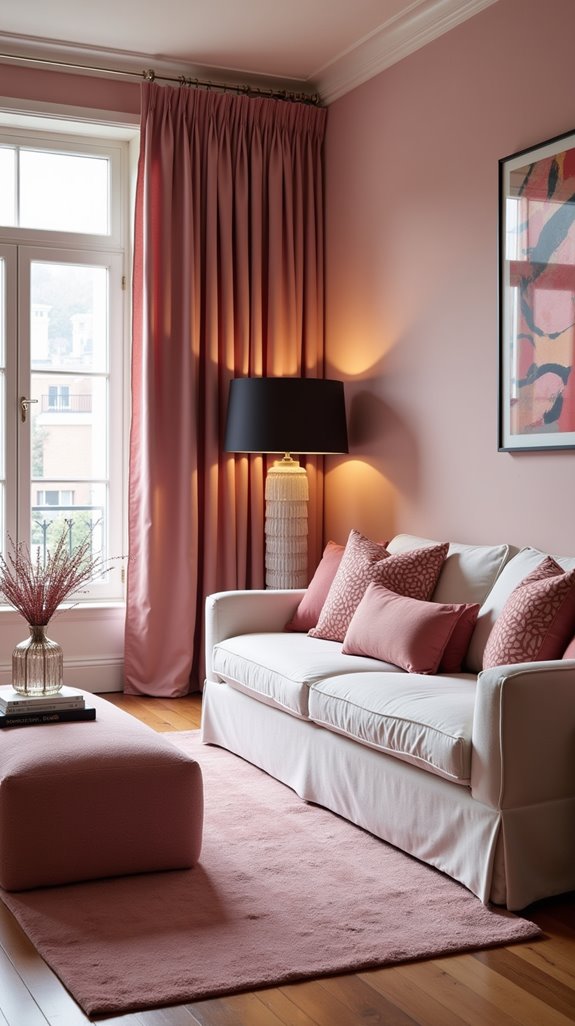 elegant pink textiles enhance warmth