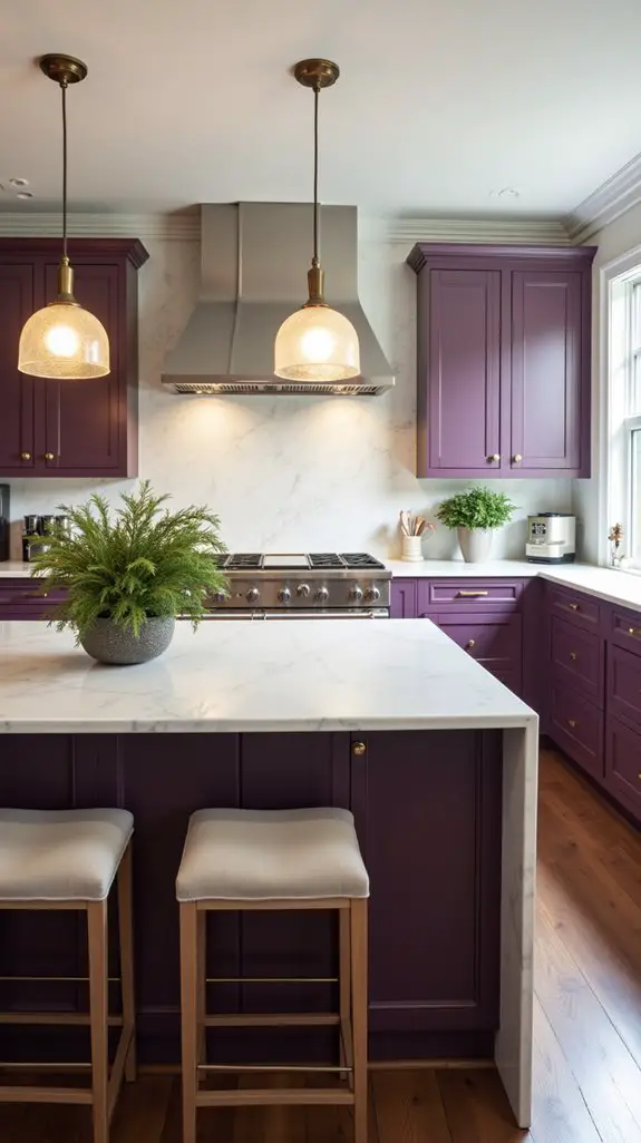 elegant plum kitchen lighting