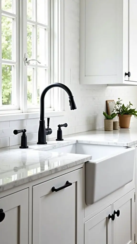 elegant white kitchen contrast