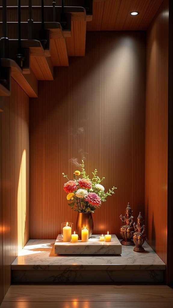 enchanting understairs pooja retreat