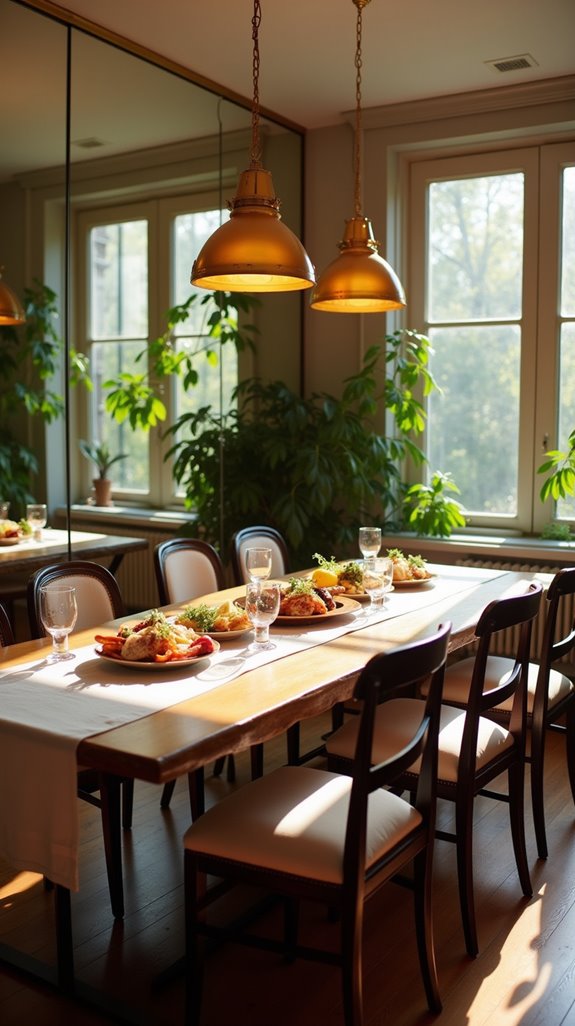 enhance dining space with mirrors