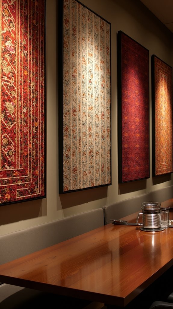 framed textiles enhance dining decor
