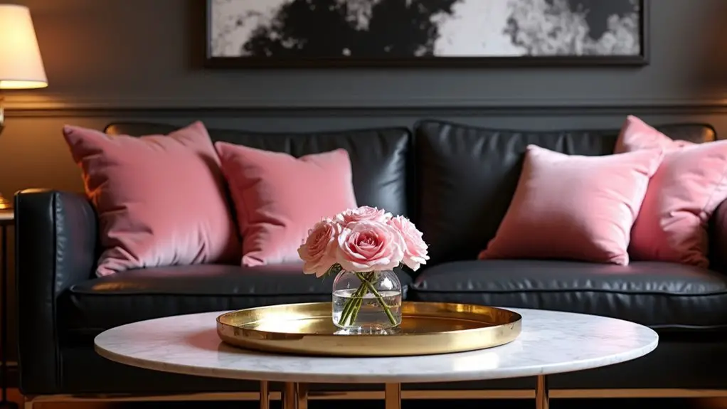 glamorous pink and black decor