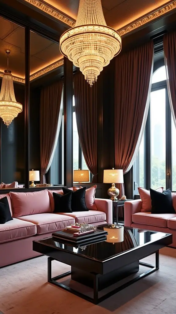 glamorous pink and black lighting