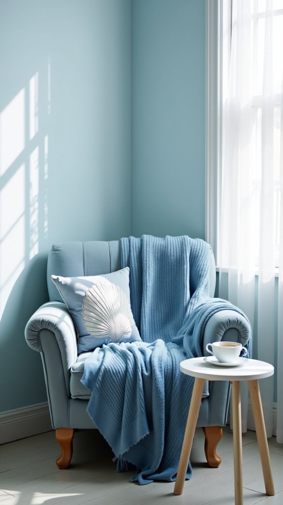 layered blue throws for coziness