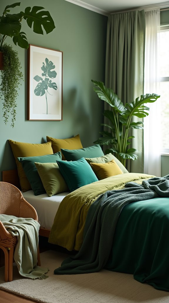 layered green decor elements