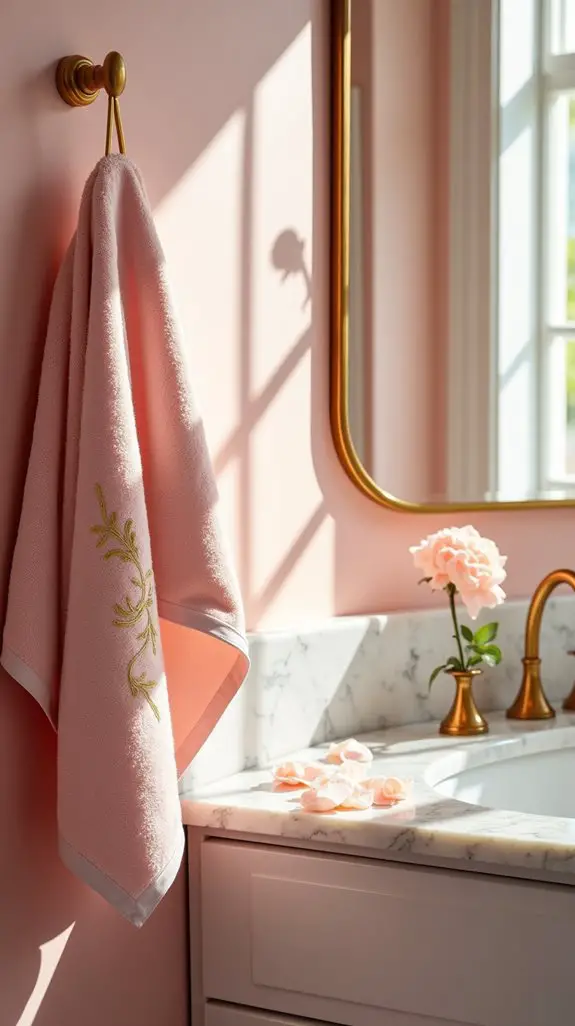 luxurious embroidered pink towels