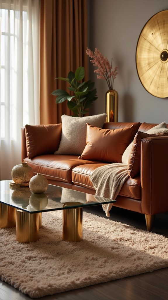 metallic accents enhance decor