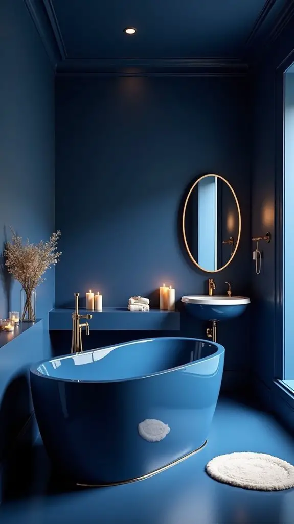 midnight blue bathroom elegance