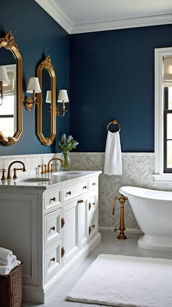 midnight blue bathroom elegance