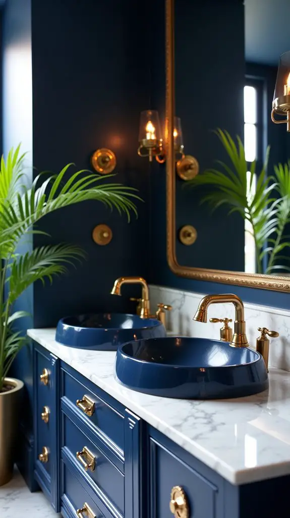 midnight blue bathroom elegance
