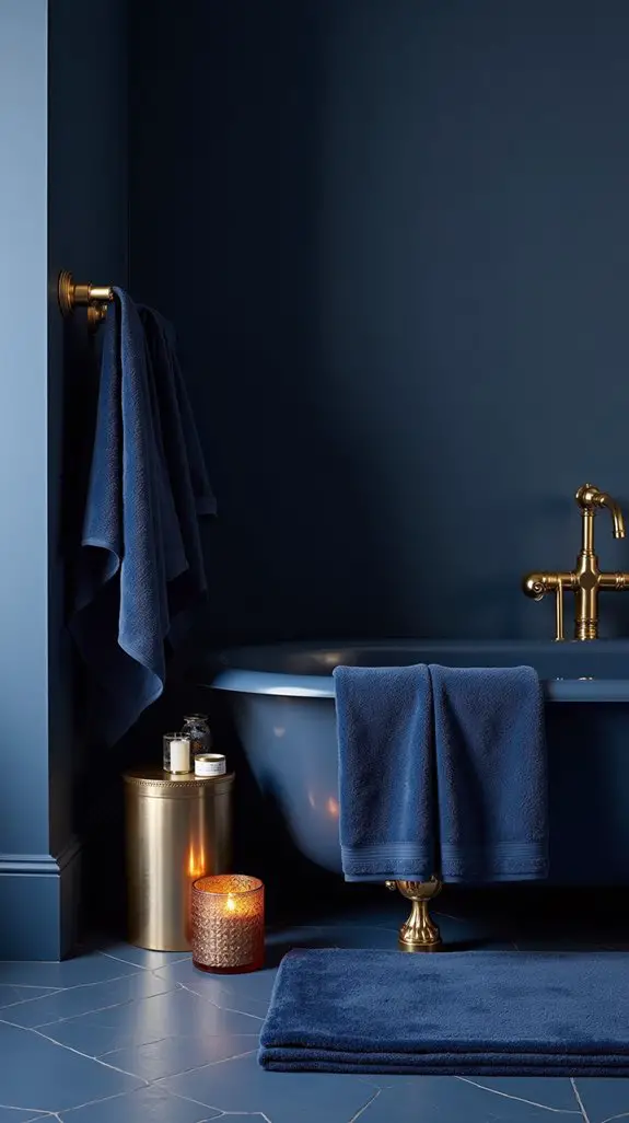 midnight blue bathroom textiles