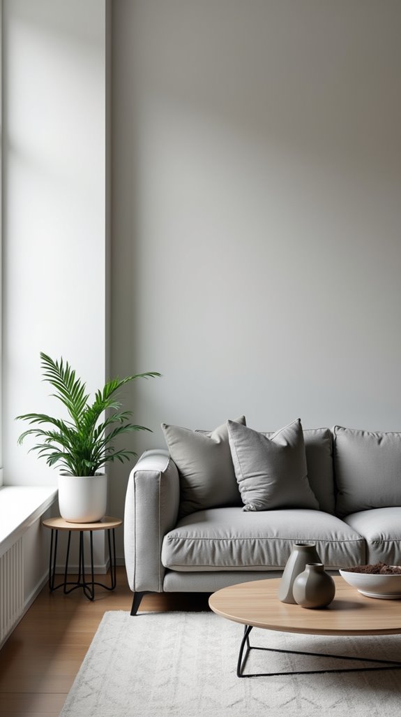 minimalist grey living room