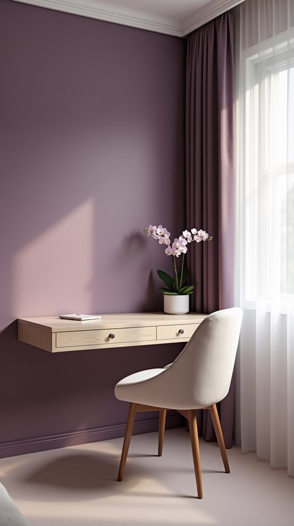 minimalist purple office space