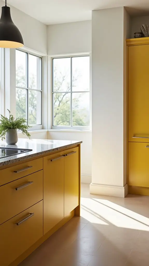 mustard accents elevate kitchens