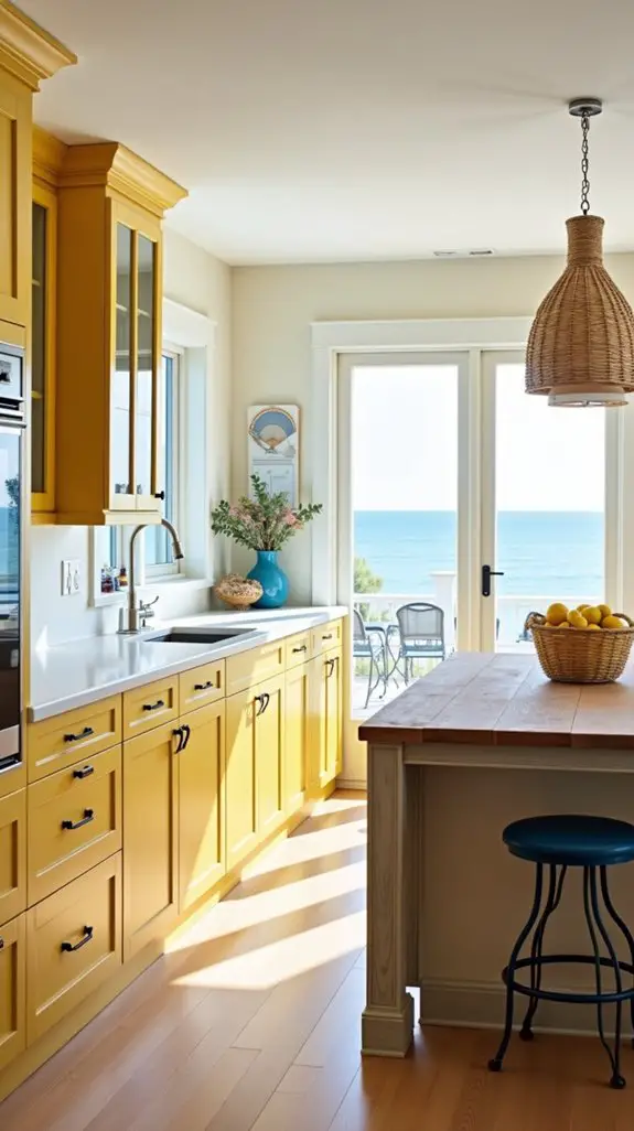 mustard cabinets coastal charm