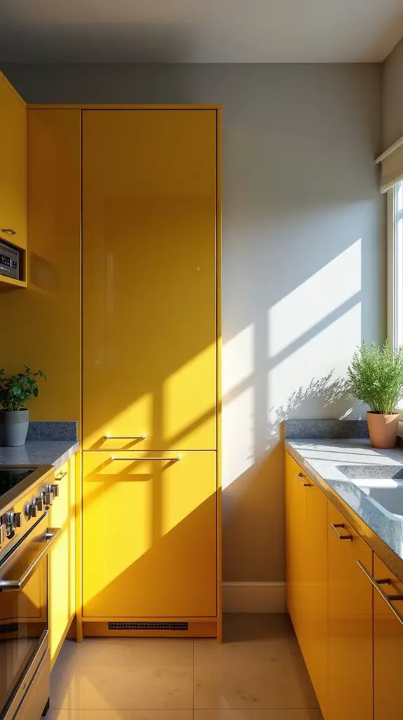 mustard gray kitchen decor