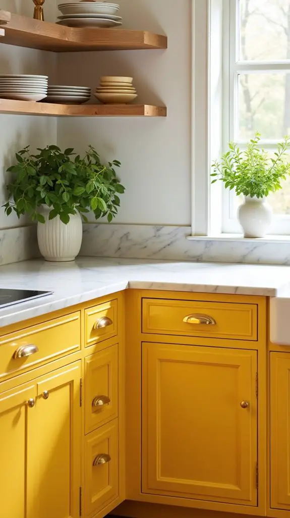 mustard yellow kitchen cabinets