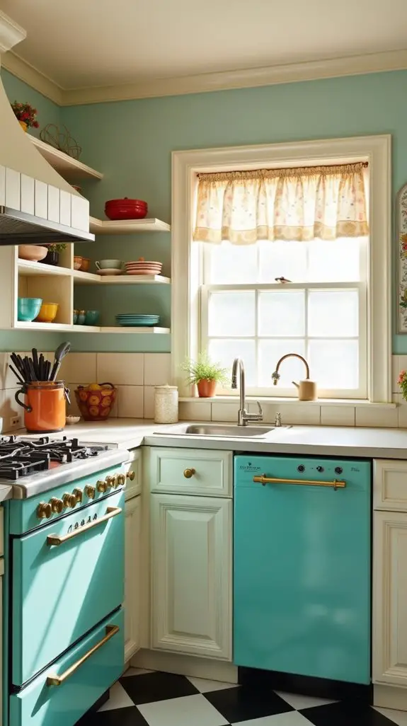 nostalgic kitchen with retro appliances