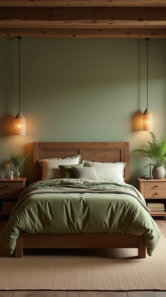 olive green rustic bedroom