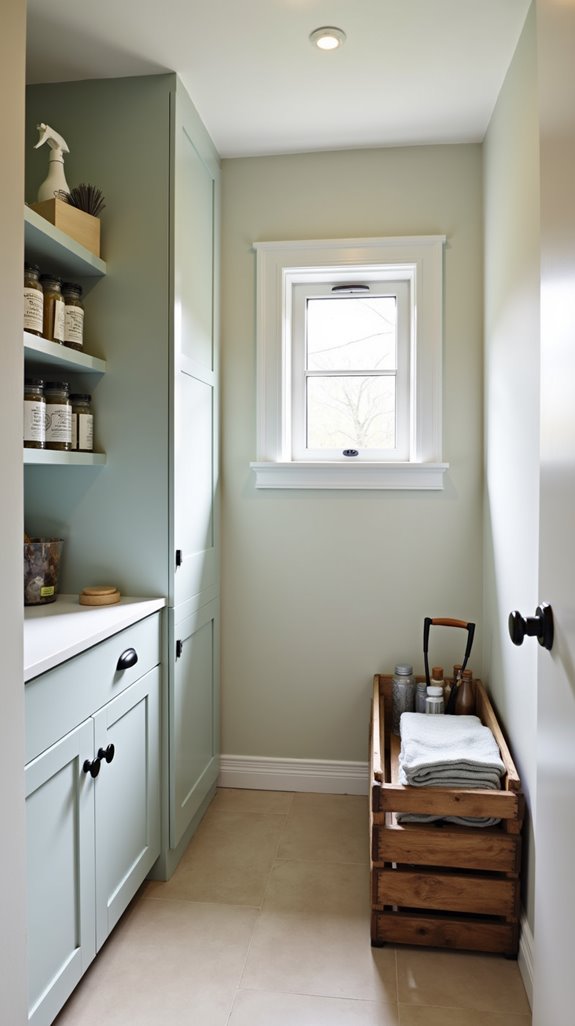 organized cleaning supplies station