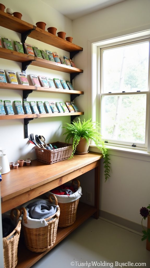 organized garden supplies station