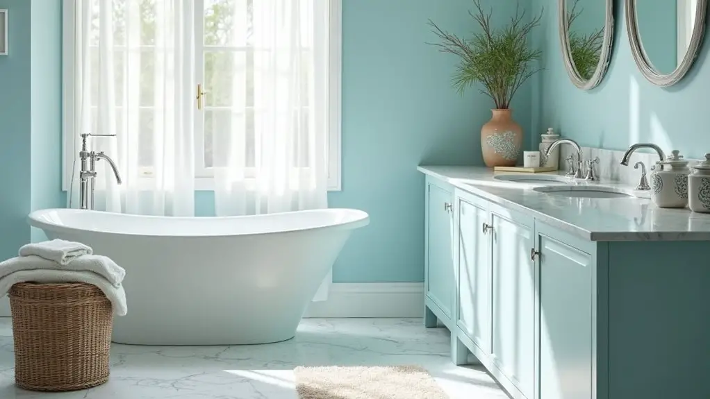 pale blue bathroom transformation