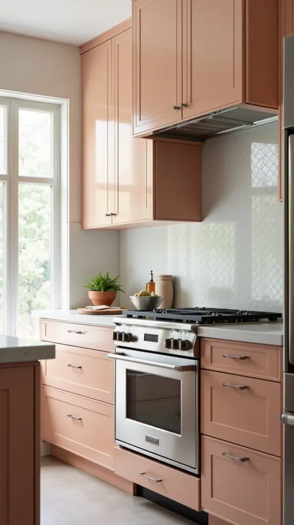 peach cabinets and appliances