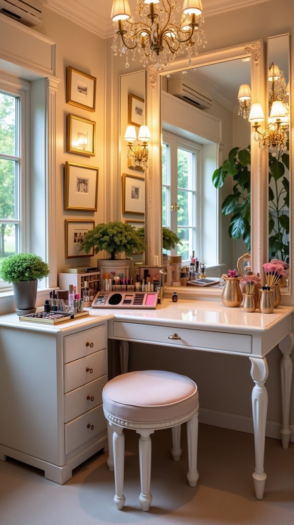 perfectly organized makeup station