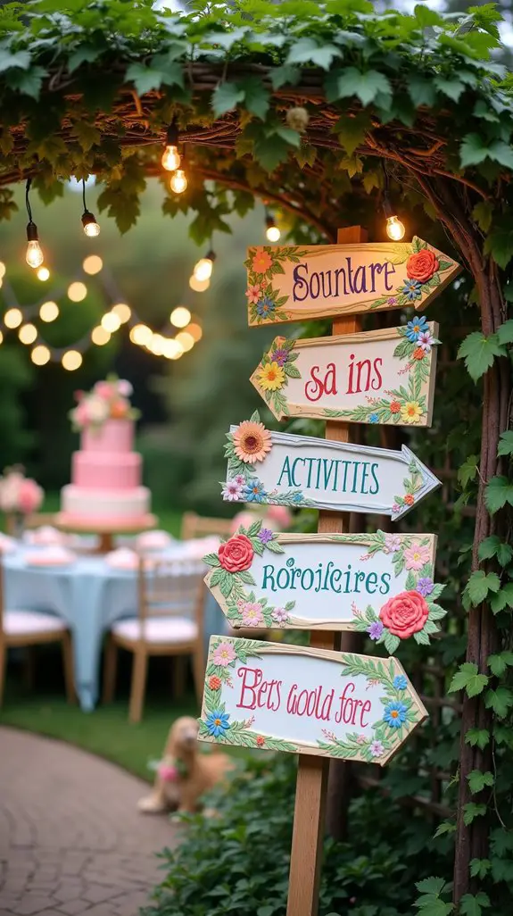 personalized garden party signage